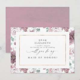 Mauve Floral bruidsmeisje Maid of Honor Voorstel Kaart