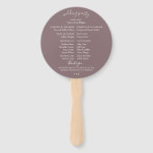 Mauve Floral bruiloft programma Hand Fans Handwaaier (Achterkant)