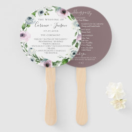 Mauve Floral bruiloft programma Hand Fans Handwaaier