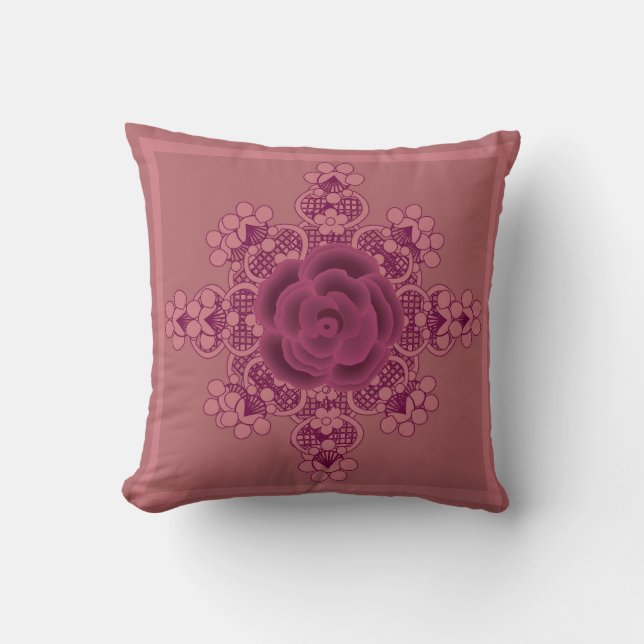 Mauve Floral Decorative Pillow Kussen (Voorkant)