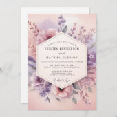 Mauve Floral Dream Wedding Kaart (Voorkant / Achterkant)
