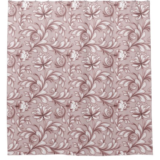 Mauve Floral Flourish Flowers Roos Neutraal Douchegordijn (Voorkant)