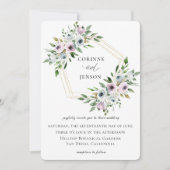 Mauve Floral geometrische bruiloft Kaart (Voorkant)