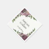 Mauve Floral gepersonaliseerde bruiloft papieren s Servet (Hoek)
