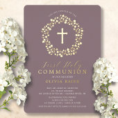 Mauve Floral Girls First Community Folie Invitatio Folie Uitnodiging