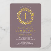 Mauve Floral Girls First Community Folie Invitatio Folie Uitnodiging (Voorkant)