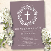 Mauve Floral Girls First Confirmation Kaart