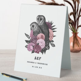 Mauve Floral Glam Gothic Owls Wedding
