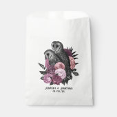 Mauve Floral Glam Gothic Owls Wedding Bedankzakje (Voorkant)