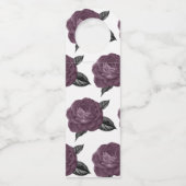 Mauve Floral Glam Gothic Owls Wedding Bottle Hange Flessenhanger (Achterkant)