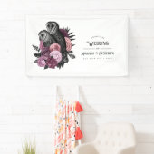 Mauve Floral Glam Gothic Owls Wedding Spandoek (Insitu)