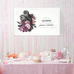 Mauve Floral Glam Gothic Owls Wedding Spandoek