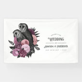 Mauve Floral Glam Gothic Owls Wedding Spandoek (Horizontaal)