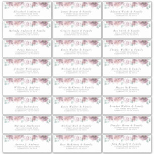 Mauve Floral Individuele gast Adresetiketten Sticker