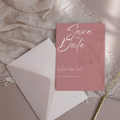 Mauve Floral Line Art Wedding Save the Date