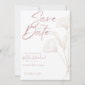 Mauve Floral Modern Wedding Save the Date (Voorkant)