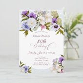 Mauve Floral Oma's Garden 80th Kaart (Staand voorkant)