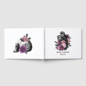Mauve Floral Owls Gothic Wedding Gastenboek (Volledig)