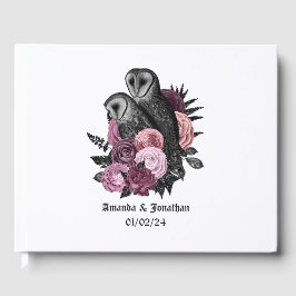 Mauve Floral Owls Gothic Wedding Gastenboek