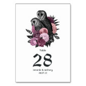 Mauve Floral Owls Gothic Wedding Kaart (Achterkant)
