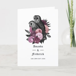 Mauve Floral Owls Gothic Wedding Programma