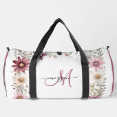 Mauve Floral Personalized Gym Duffel Bag Plunjezak (Achterkant)