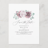 Mauve Floral Save The Date Aankondigingskaart (Voorkant)