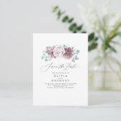 Mauve Floral Save The Date Aankondigingskaart (Staand voorkant)