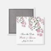 Mauve Floral Save the Date Magnet (Voorkant / Achterkant)