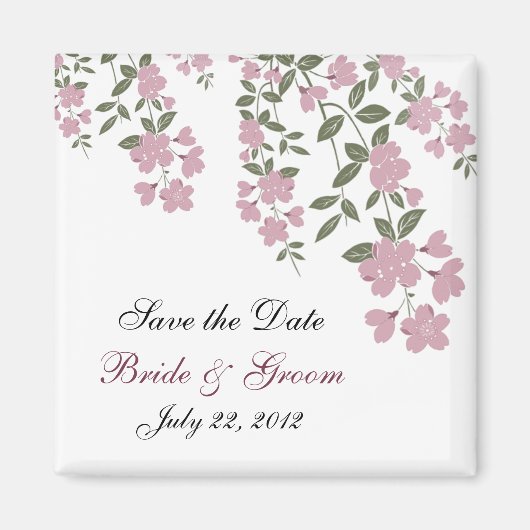 Mauve Floral Save the Date Magnet (Voorkant)