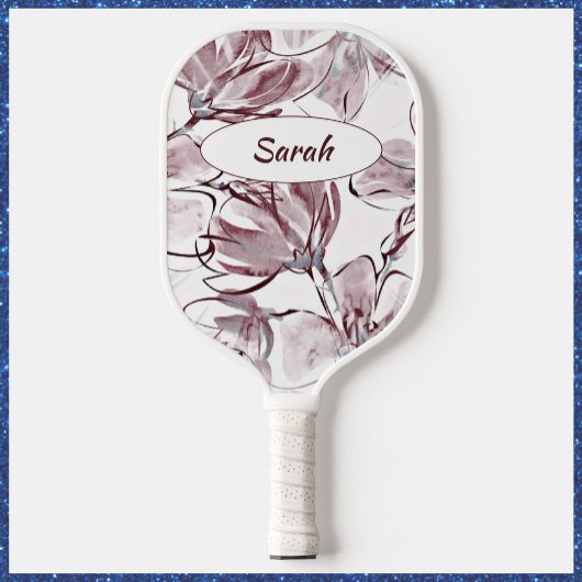  Mauve Floral Waterverf Pickleball Paddle