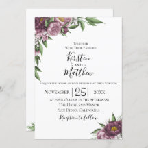 Mauve Floral Wedding Invitation