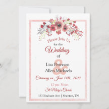 Mauve Floral Wedding Invitation