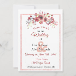 Mauve Floral Wedding Invitation Kaart
