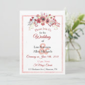 Mauve Floral Wedding Invitation Kaart (Staand voorkant)