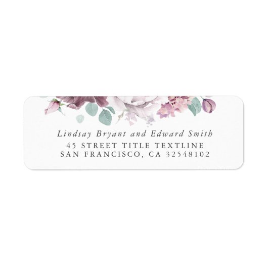 Mauve Floral Wedding Label (Voorkant)