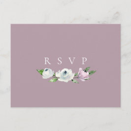 Mauve Floral Wedding RSVP Song Aanvraag Uitnodiging Briefkaart