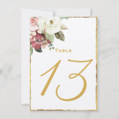 Mauve Florals Luxe Gold Edge-tabelnummer Notitiekaartje (Achterkant)