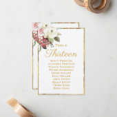 Mauve Florals Luxe Gold Edge-zeteltoewijzing Notitiekaartje (Voorkant / Achterkant in situ)