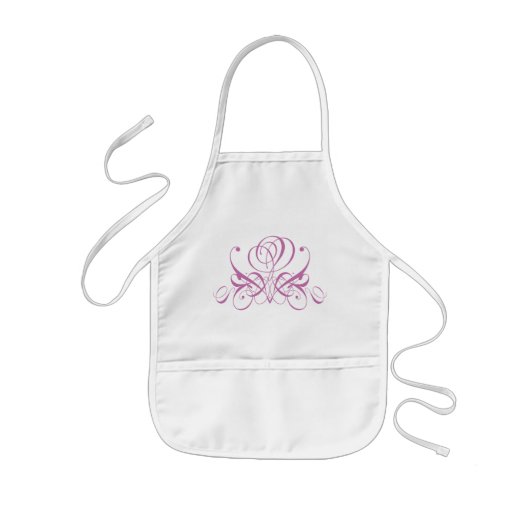 Mauve Flourish Roos Designer Bib Kinder Schort (Voorkant)
