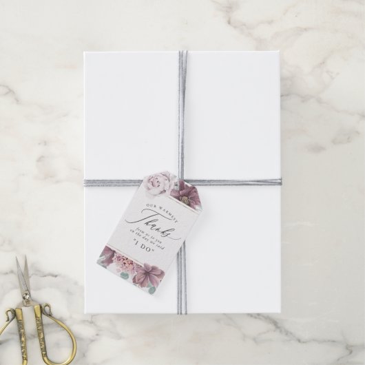 Mauve Flowers Elegant Bedankt Cadeaulabel (Met Touw)