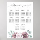 Mauve Flowers en Eucalyptus Wedding Zitting Grafie Poster (Voorkant)