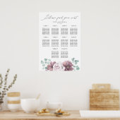 Mauve Flowers en Eucalyptus Wedding Zitting Grafie Poster (Keuken)