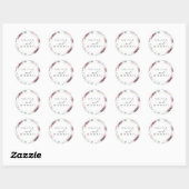Mauve Flowers en Goud Lijst Elegante bruiloft Ronde Sticker (Vel)