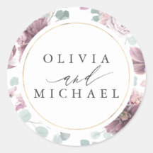 Mauve Flowers en Goud Lijst Elegante bruiloft