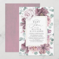 Mauve Flowers en Groen Elegant Baby shower