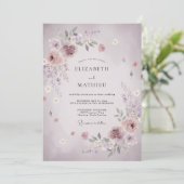 Mauve Fluisterende Bloem Bruiloft Kaart (Staand voorkant)