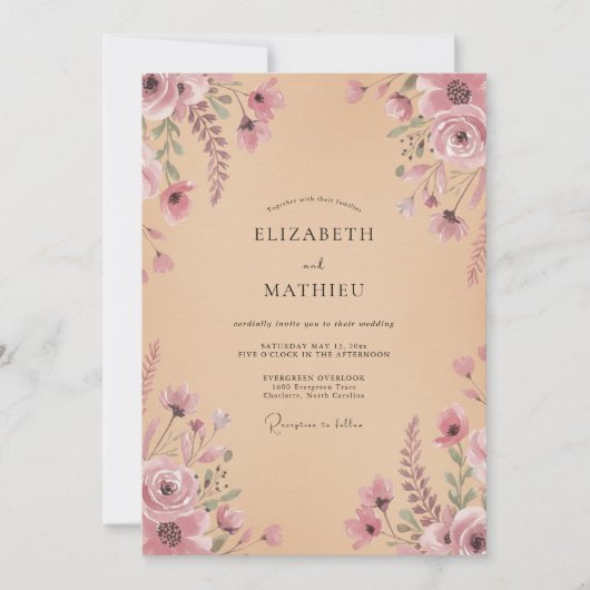 Mauve Fluisterende Bruiloftsbloei Kaart (Voorkant)