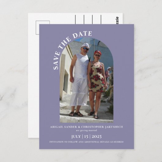 Mauve Foto De datum opslaan Uitnodiging (Voorkant / Achterkant)