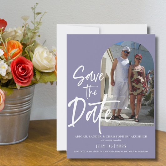 Mauve Foto De datum opslaan Uitnodiging